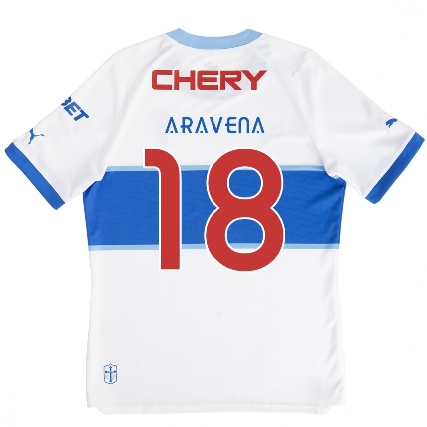 Men Football Alexander Aravena #18 White Blue Home Jersey 2024/25 T-Shirt Za