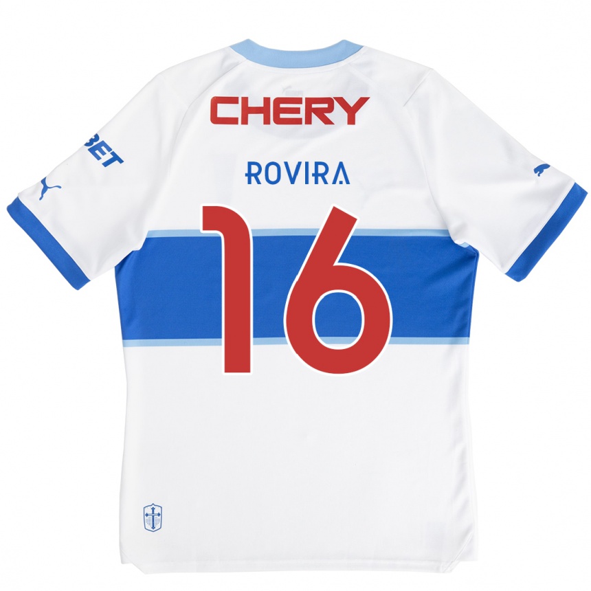 Men Football Brayan Rovira #16 White Blue Home Jersey 2024/25 T-Shirt Za