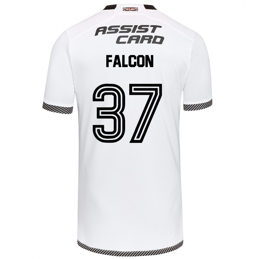 Men Football Maximiliano Falcón #37 White Black Home Jersey 2024/25 T-Shirt Za