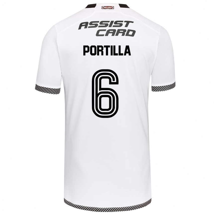 Men Football Dylan Portilla #6 White Black Home Jersey 2024/25 T-Shirt Za