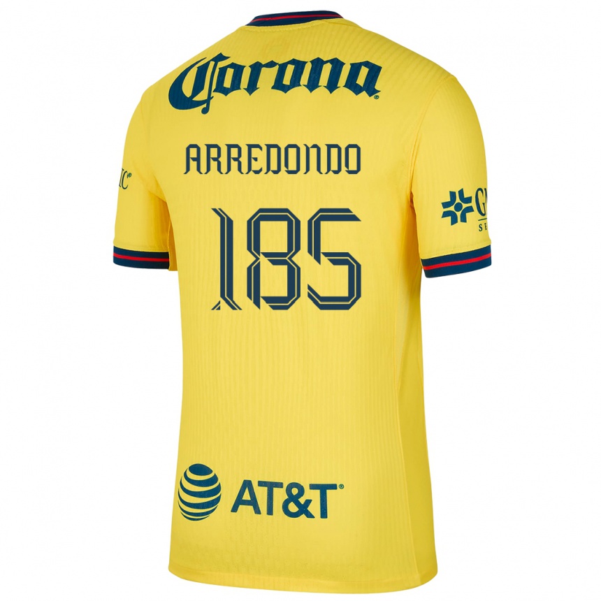 Men Football Aarón Arredondo #185 Yellow Blue Home Jersey 2024/25 T-Shirt Za