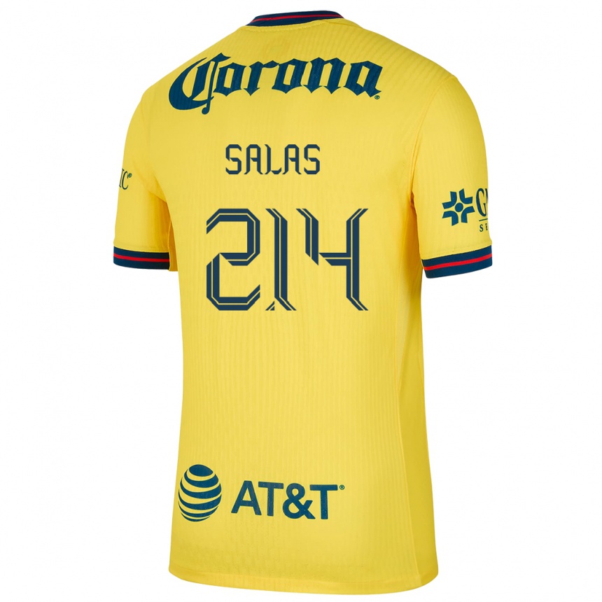 Men Football Patricio Salas #214 Yellow Blue Home Jersey 2024/25 T-Shirt Za