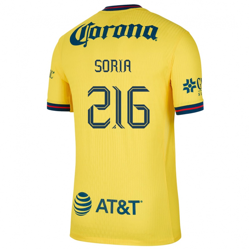 Men Football Emiliano Soria #216 Yellow Blue Home Jersey 2024/25 T-Shirt Za