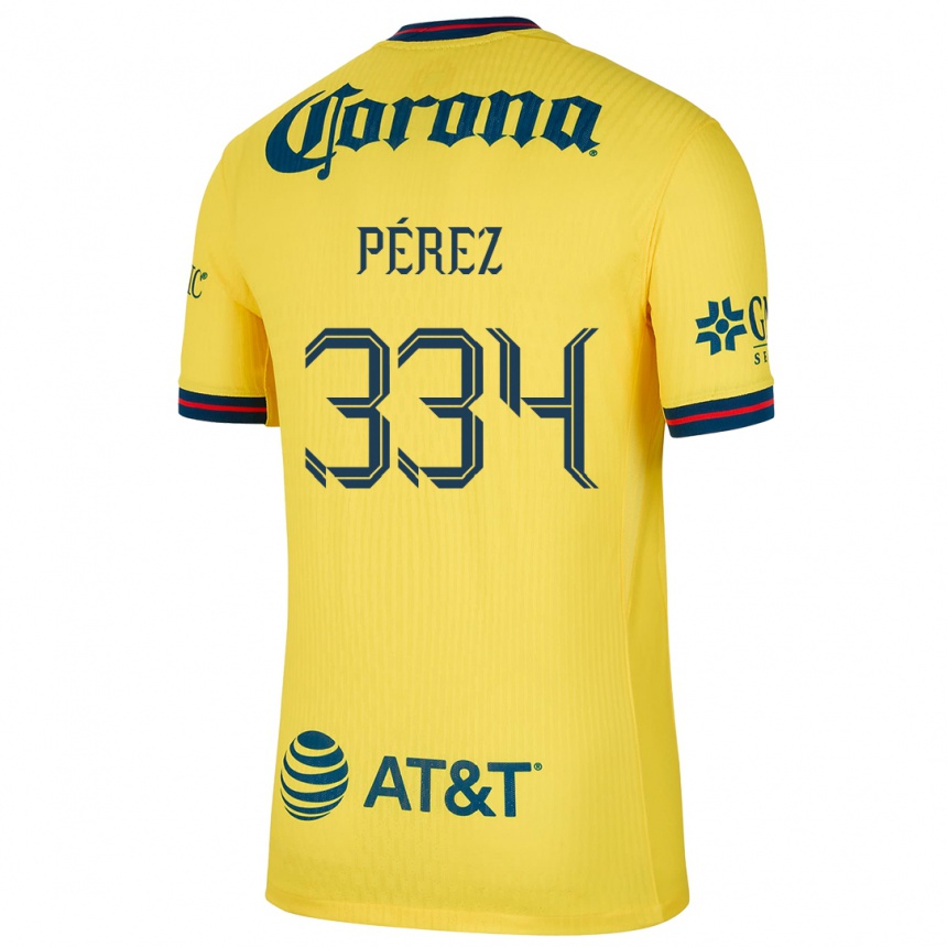 Men Football Diego Pérez #334 Yellow Blue Home Jersey 2024/25 T-Shirt Za