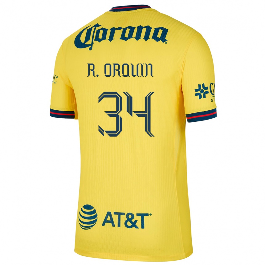 Men Football Ralph Orquin #34 Yellow Blue Home Jersey 2024/25 T-Shirt Za