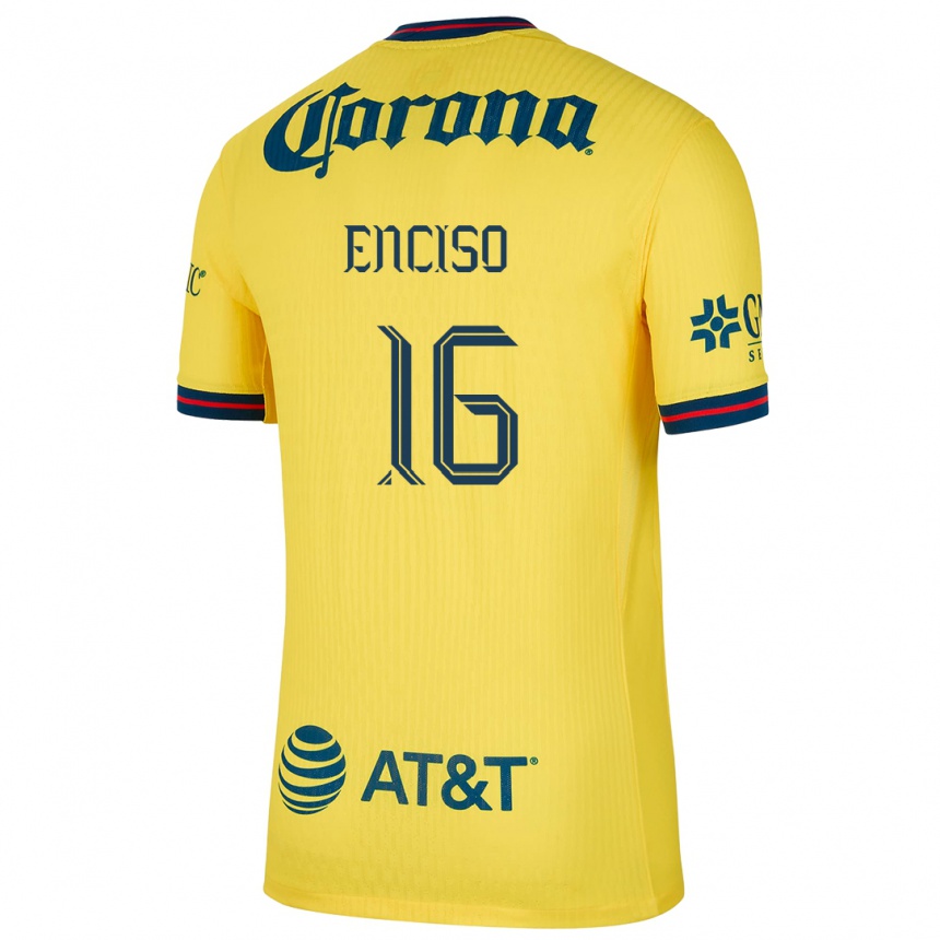 Men Football Sabrina Enciso #16 Yellow Blue Home Jersey 2024/25 T-Shirt Za