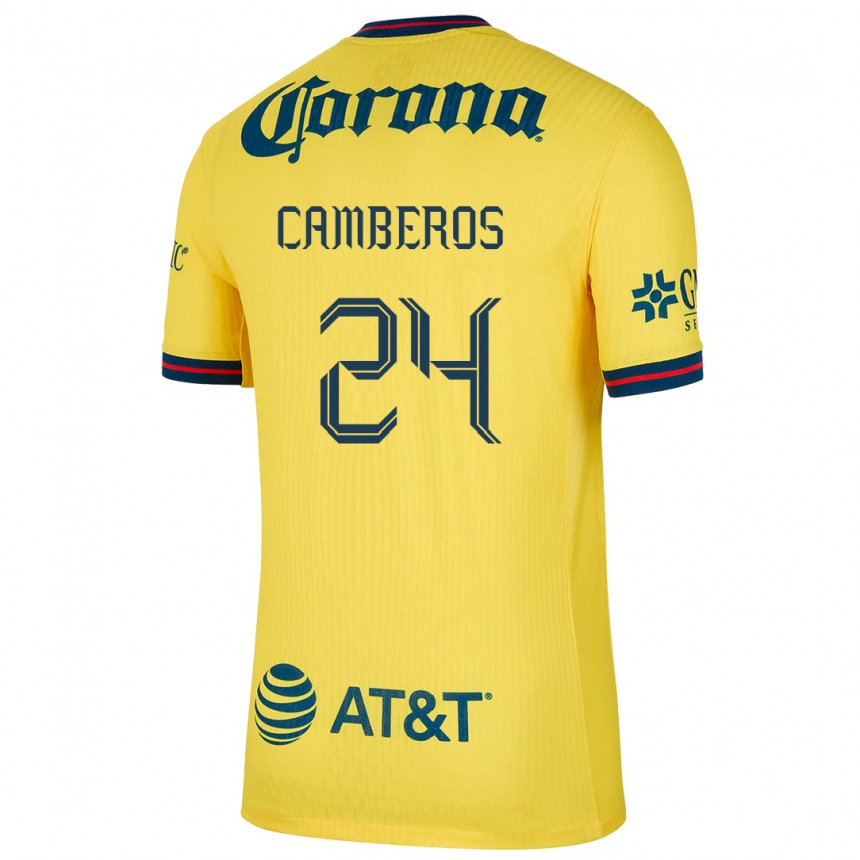 Men Football Scarlett Camberos #24 Yellow Blue Home Jersey 2024/25 T-Shirt Za