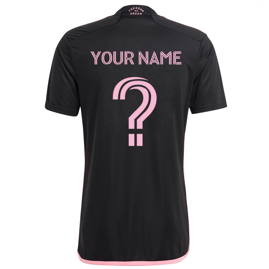 Men Football Your Name #0 Black Away Jersey 2024/25 T-Shirt Za