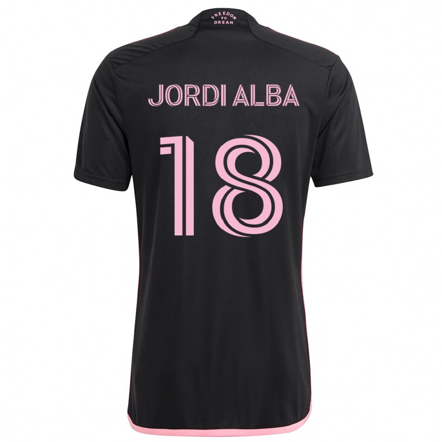 Men Football Jordi Alba #18 Black Away Jersey 2024/25 T-Shirt Za