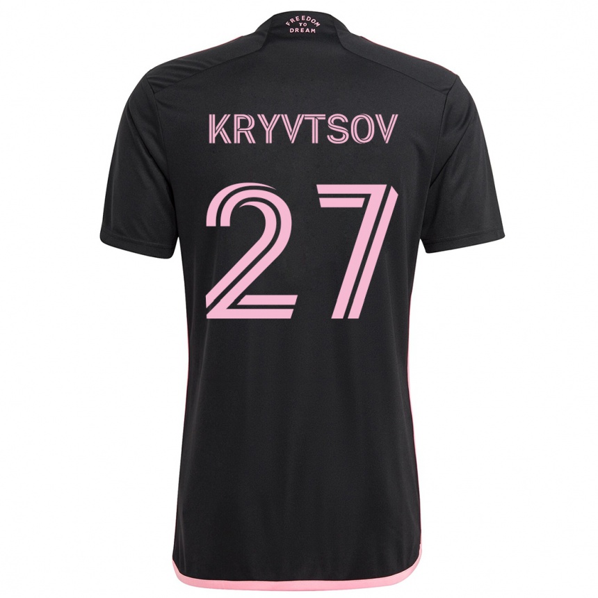 Men Football Sergiy Kryvtsov #27 Black Away Jersey 2024/25 T-Shirt Za