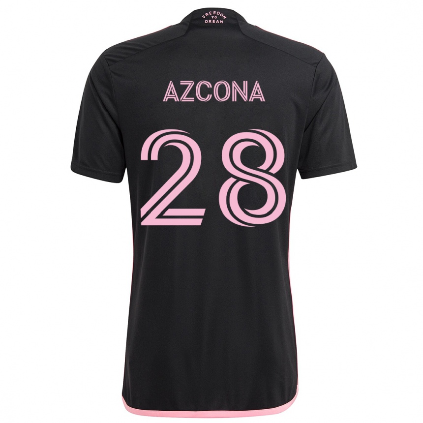 Men Football Edison Azcona #28 Black Away Jersey 2024/25 T-Shirt Za