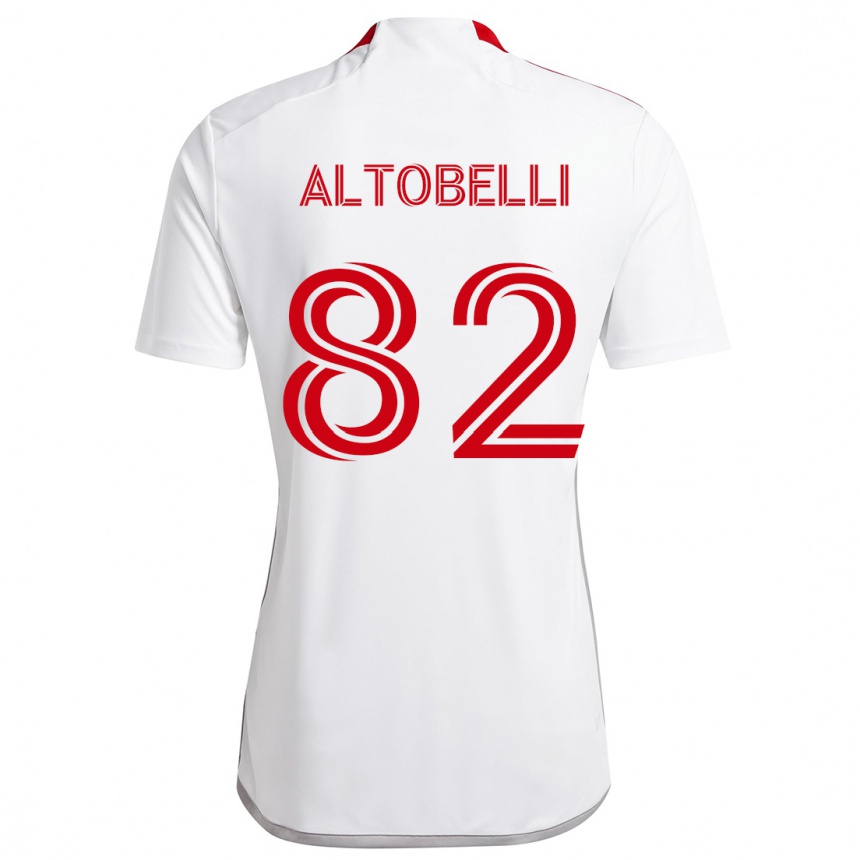 Men Football Julian Altobelli #82 White Red Away Jersey 2024/25 T-Shirt Za