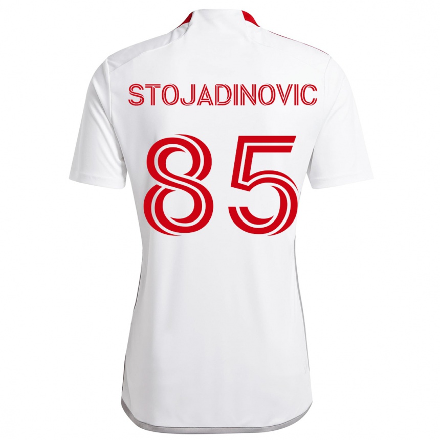 Men Football Marko Stojadinovic #85 White Red Away Jersey 2024/25 T-Shirt Za