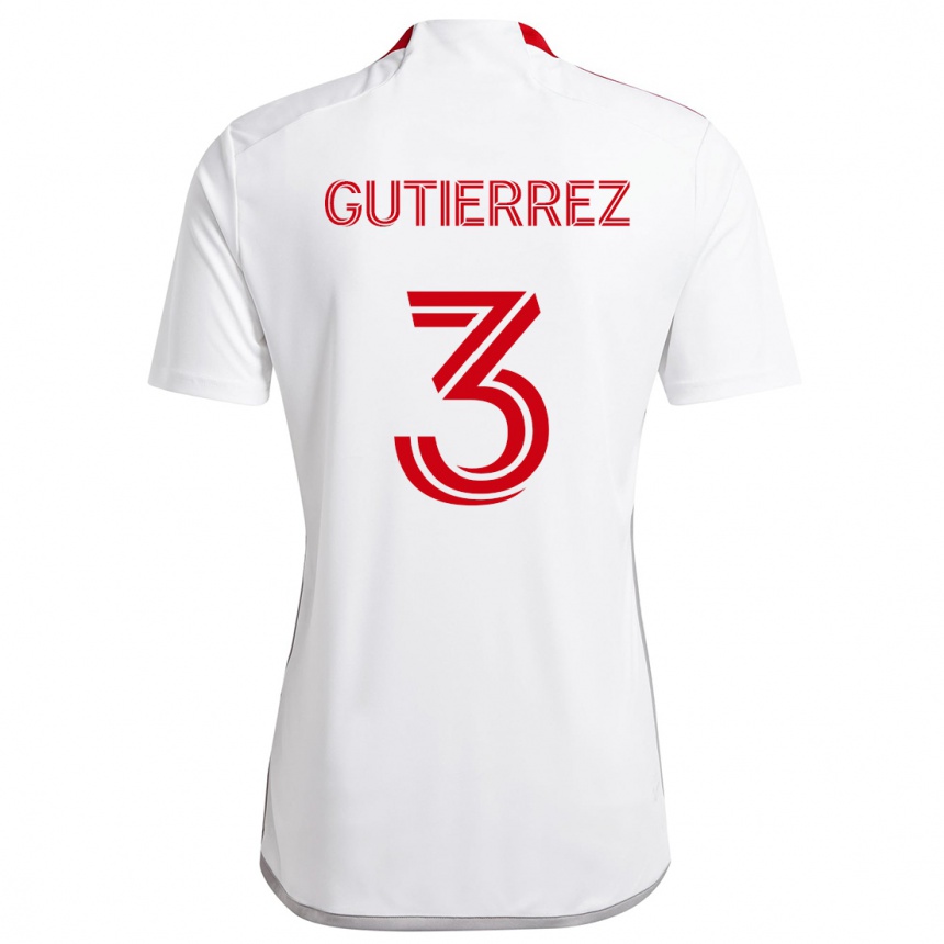 Men Football Cristián Gutiérrez #3 White Red Away Jersey 2024/25 T-Shirt Za