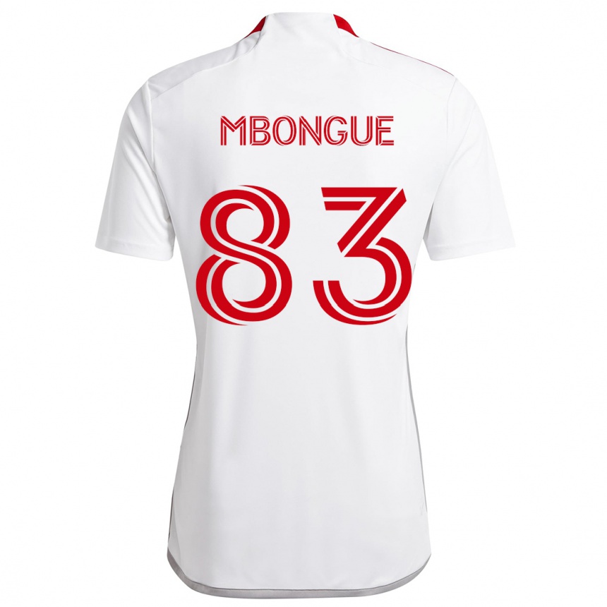 Men Football Hugo Mbongue #83 White Red Away Jersey 2024/25 T-Shirt Za