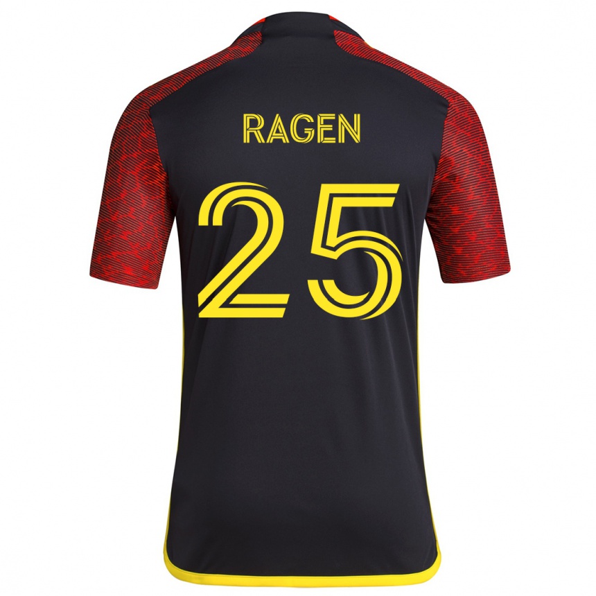 Men Football Jackson Ragen #25 Red Black Away Jersey 2024/25 T-Shirt Za