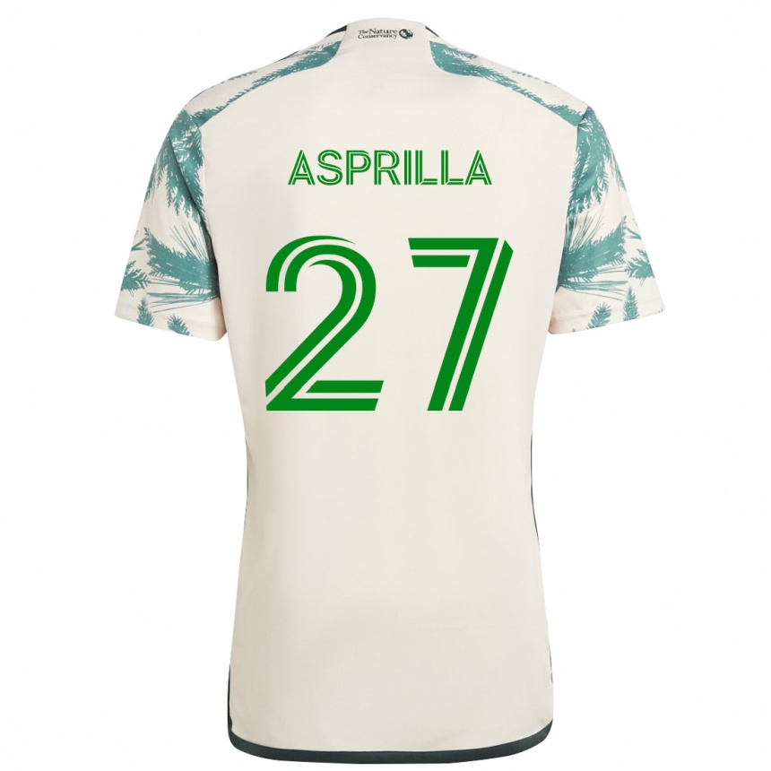 Men Football Dairon Asprilla #27 Beige Brown Away Jersey 2024/25 T-Shirt Za