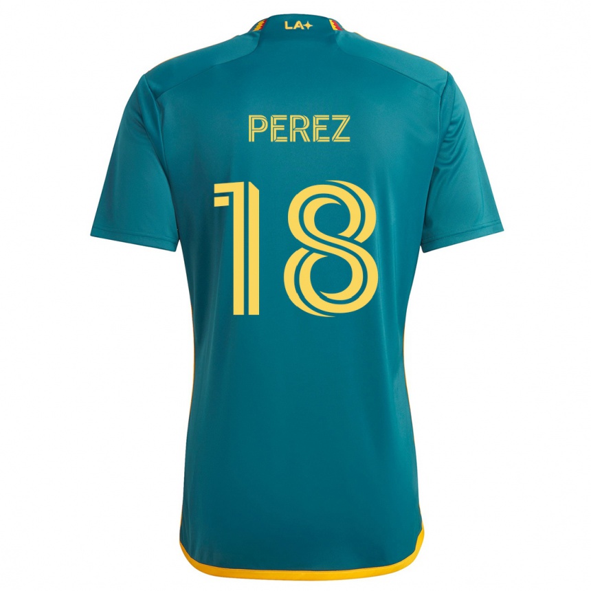 Men Football Jonathan Pérez #18 Green Yellow Away Jersey 2024/25 T-Shirt Za