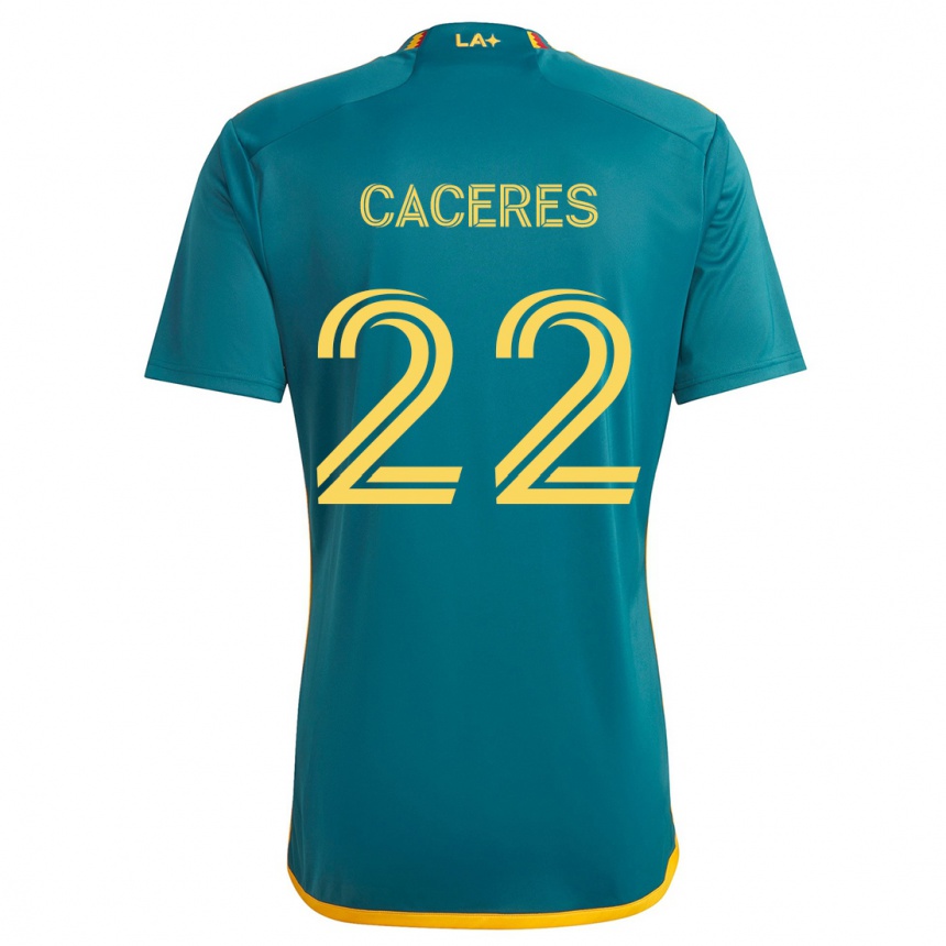 Men Football Martín Cáceres #22 Green Yellow Away Jersey 2024/25 T-Shirt Za