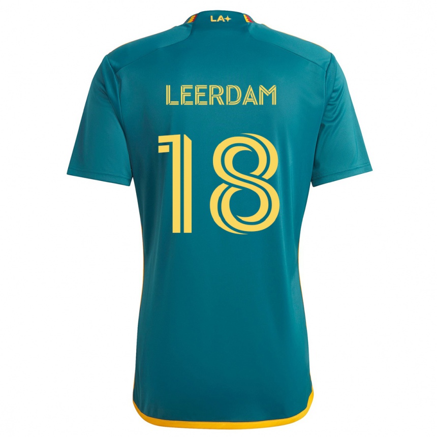 Men Football Kelvin Leerdam #18 Green Yellow Away Jersey 2024/25 T-Shirt Za