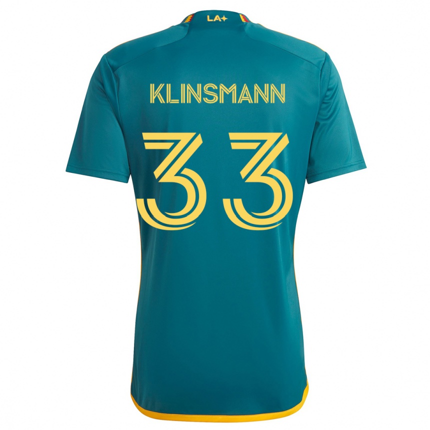 Men Football Jonathan Klinsmann #33 Green Yellow Away Jersey 2024/25 T-Shirt Za