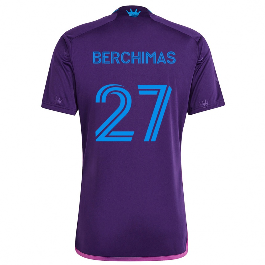 Men Football Nimfasha Berchimas #27 Purple Blue Away Jersey 2024/25 T-Shirt Za