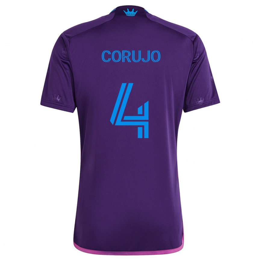 Men Football Guzmán Corujo #4 Purple Blue Away Jersey 2024/25 T-Shirt Za