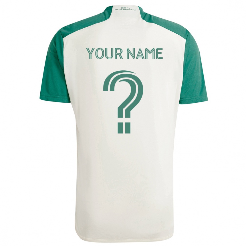 Men Football Your Name #0 Tan Green Away Jersey 2024/25 T-Shirt Za