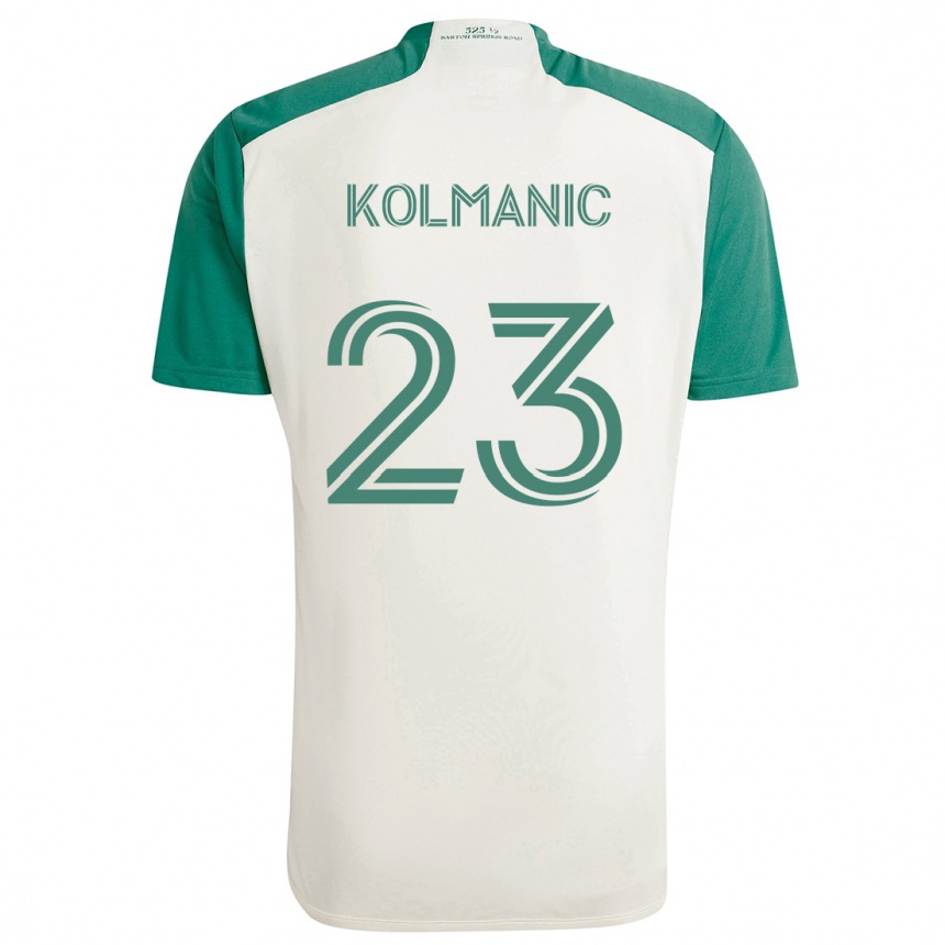 Men Football Zan Kolmanic #23 Tan Green Away Jersey 2024/25 T-Shirt Za