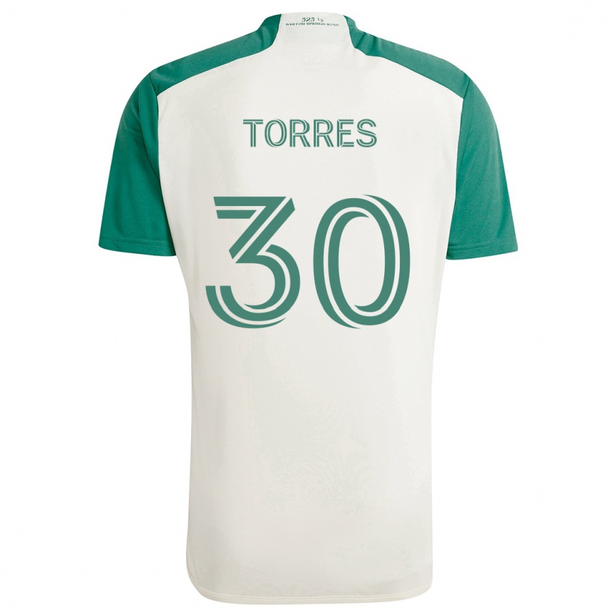 Men Football Ervin Torres #30 Tan Green Away Jersey 2024/25 T-Shirt Za