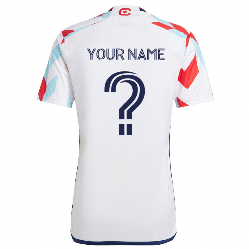 Men Football Your Name #0 White Red Blue Away Jersey 2024/25 T-Shirt Za