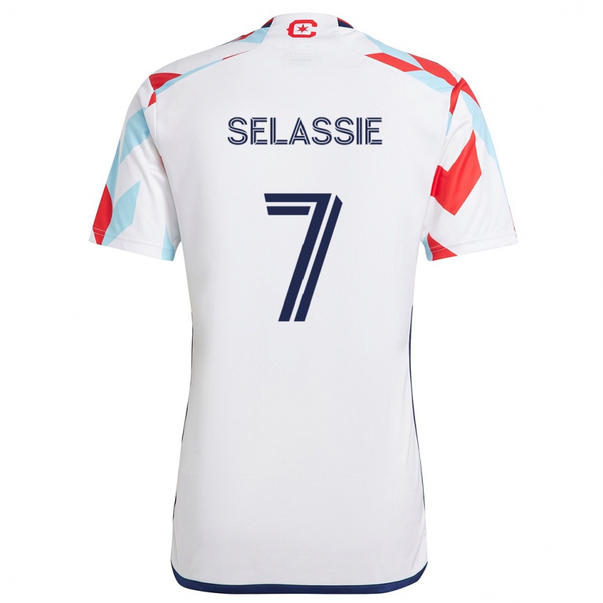 Men Football Maren Haile-Selassie #7 White Red Blue Away Jersey 2024/25 T-Shirt Za