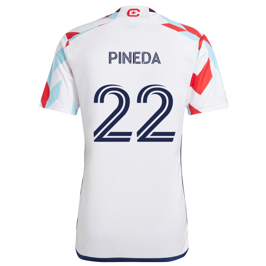 Men Football Mauricio Pineda #22 White Red Blue Away Jersey 2024/25 T-Shirt Za