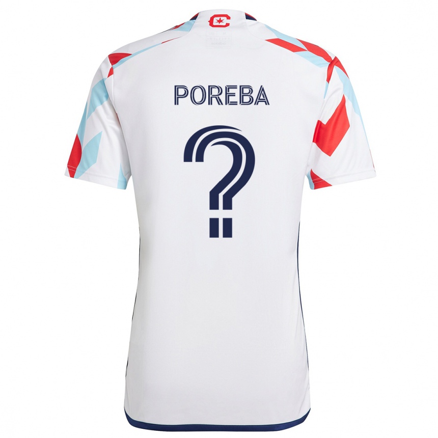 Men Football David Poreba #0 White Red Blue Away Jersey 2024/25 T-Shirt Za