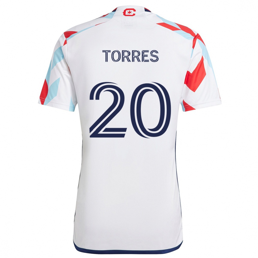 Men Football Jairo Torres #20 White Red Blue Away Jersey 2024/25 T-Shirt Za