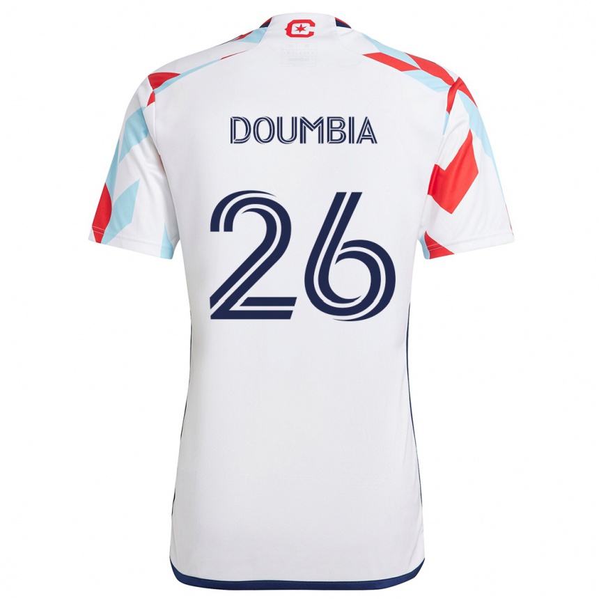 Men Football Ousmane Doumbia #26 White Red Blue Away Jersey 2024/25 T-Shirt Za