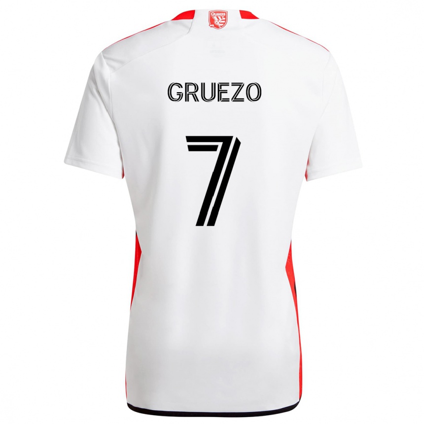 Men Football Carlos Gruezo #7 White Red Away Jersey 2024/25 T-Shirt Za