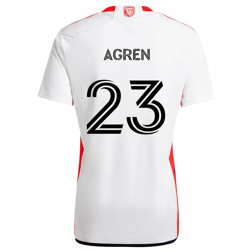 Men Football Oskar Agren #23 White Red Away Jersey 2024/25 T-Shirt Za