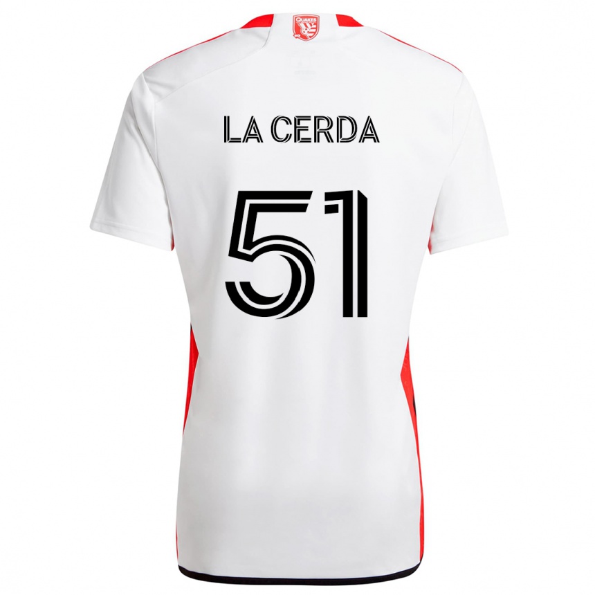 Men Football Eric De La Cerda #51 White Red Away Jersey 2024/25 T-Shirt Za