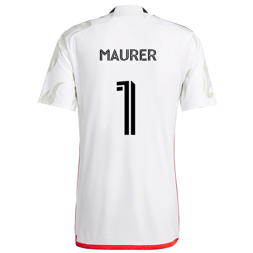 Men Football Jimmy Maurer #1 White Red Black Away Jersey 2024/25 T-Shirt Za