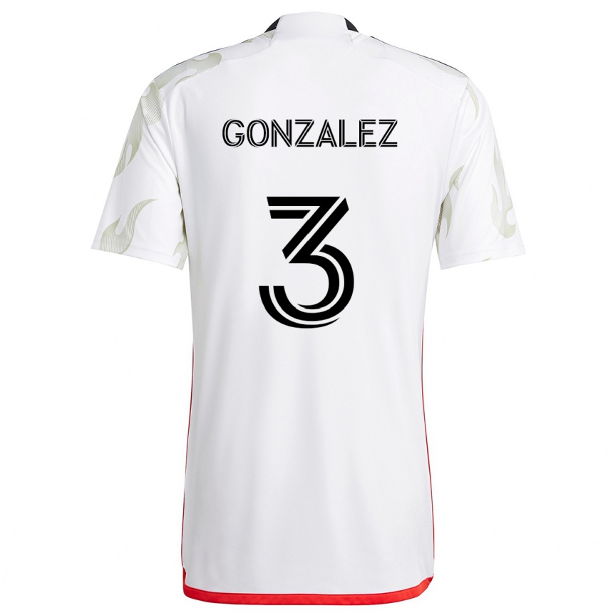 Men Football Omar González #3 White Red Black Away Jersey 2024/25 T-Shirt Za