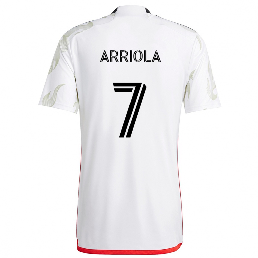 Men Football Paul Arriola #7 White Red Black Away Jersey 2024/25 T-Shirt Za