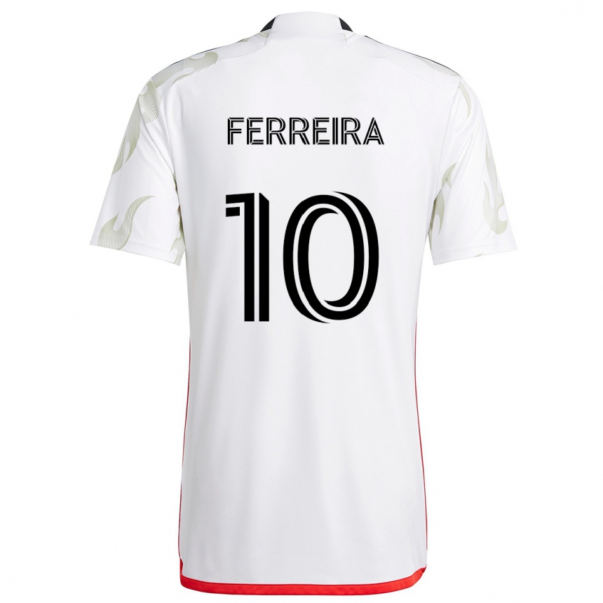 Men Football Jesús Ferreira #10 White Red Black Away Jersey 2024/25 T-Shirt Za