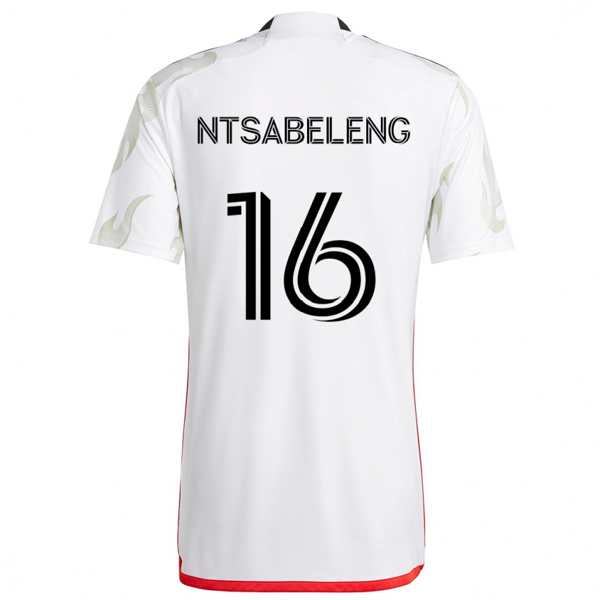 Men Football Tsiki Ntsabeleng #16 White Red Black Away Jersey 2024/25 T-Shirt Za