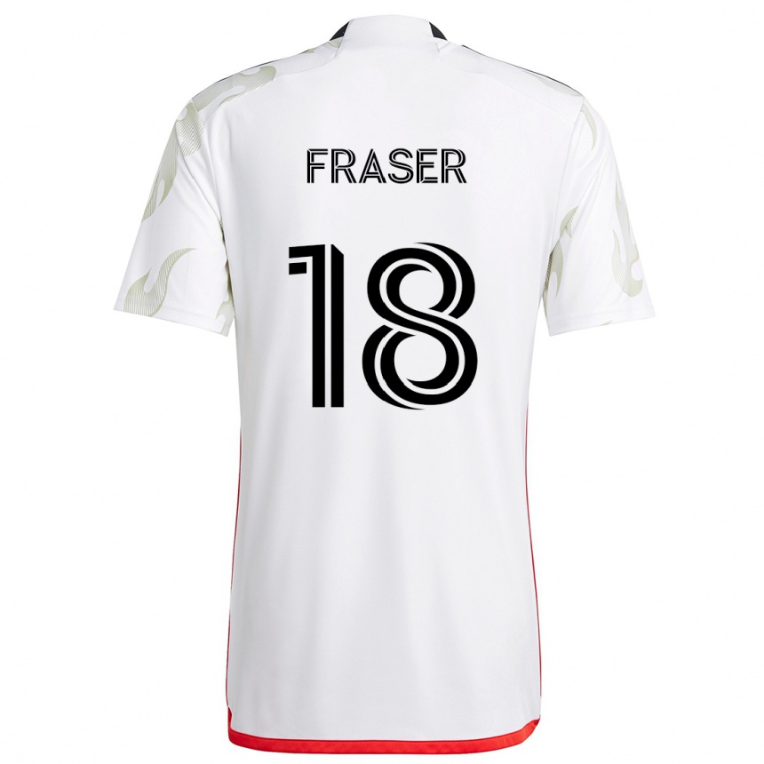 Men Football Liam Fraser #18 White Red Black Away Jersey 2024/25 T-Shirt Za