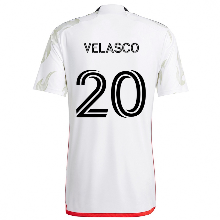 Men Football Alan Velasco #20 White Red Black Away Jersey 2024/25 T-Shirt Za