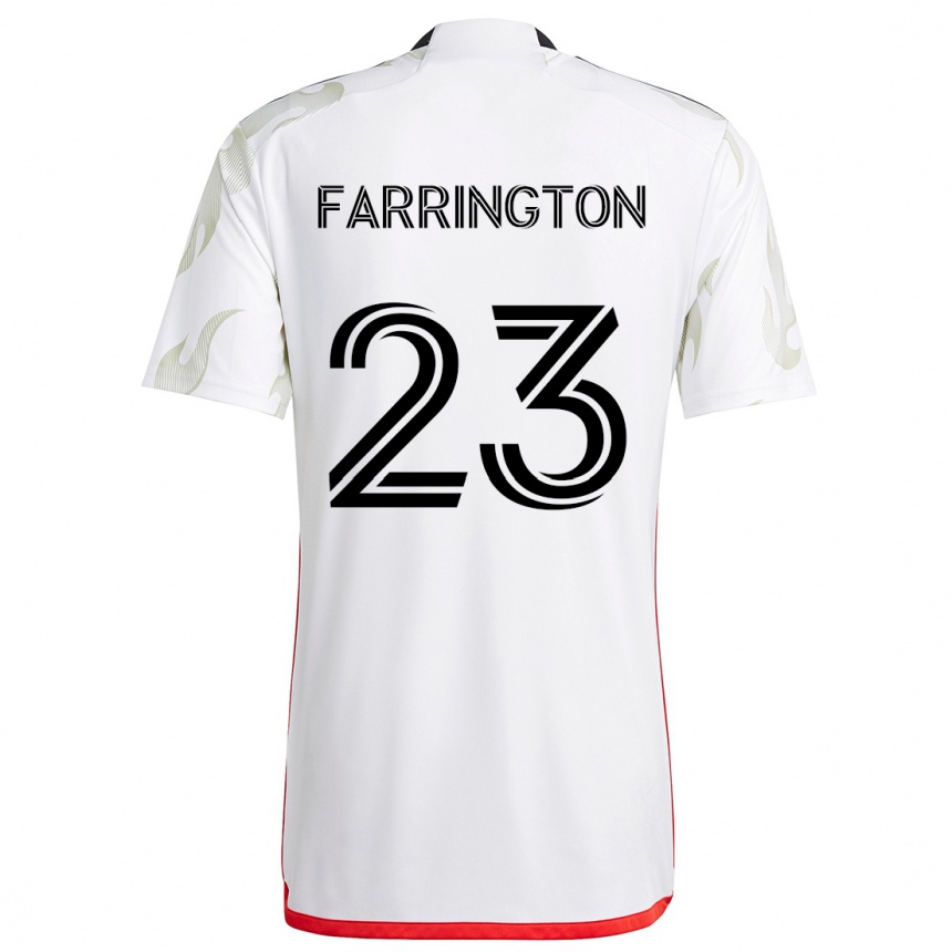 Men Football Logan Farrington #23 White Red Black Away Jersey 2024/25 T-Shirt Za