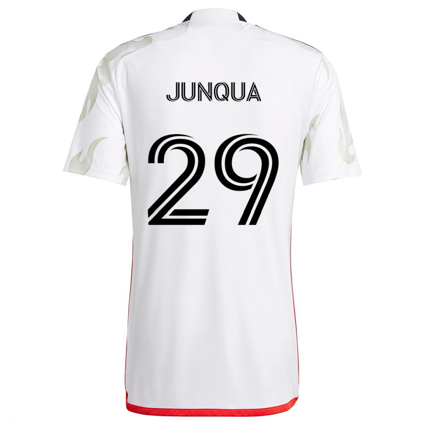 Men Football Sam Junqua #29 White Red Black Away Jersey 2024/25 T-Shirt Za