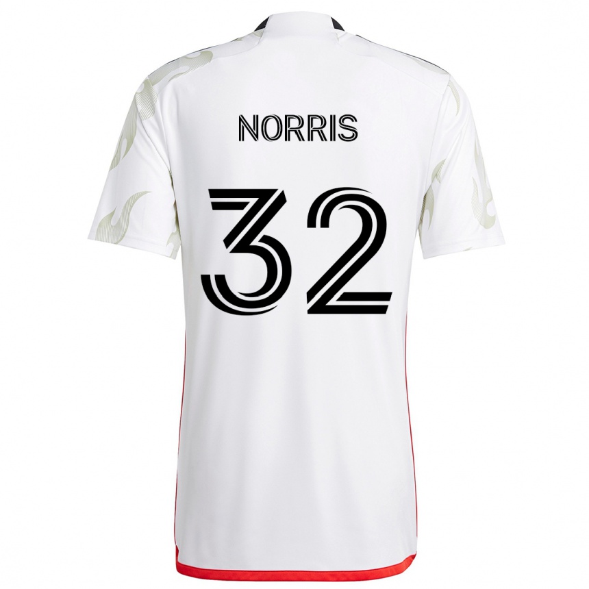 Men Football Nolan Norris #32 White Red Black Away Jersey 2024/25 T-Shirt Za