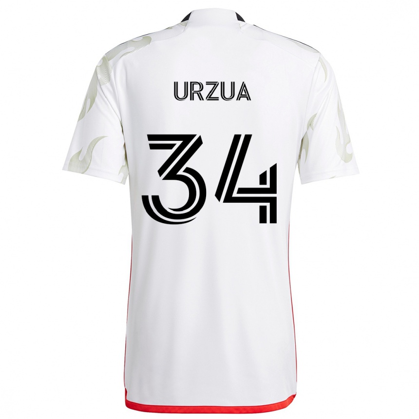 Men Football Alejandro Urzua #34 White Red Black Away Jersey 2024/25 T-Shirt Za